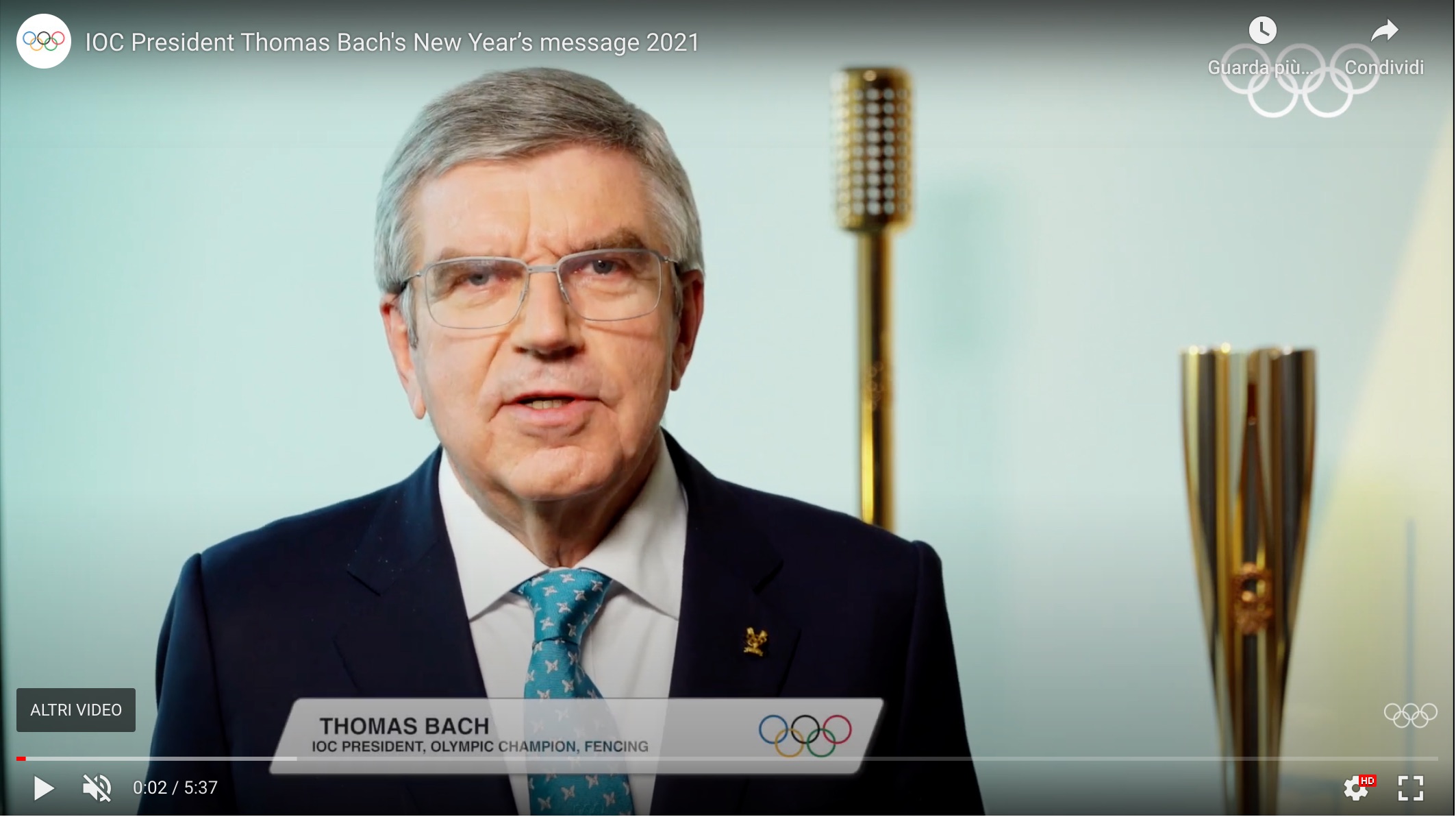 “Olimpiadi di Tokyo la luce alla fine del tunnel”: il messaggio di capodanno di Thomas Bach