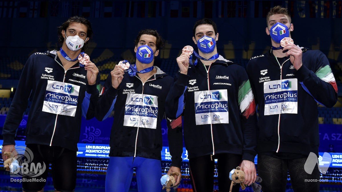 Budapest, D1: 4×100 sl maschile di bronzo, Alessandro Miressi 47.74 (RI). WR/ER 50 dorso: Kliment Kolesnikov (23.93). Due medaglie di legno per l’Italia.