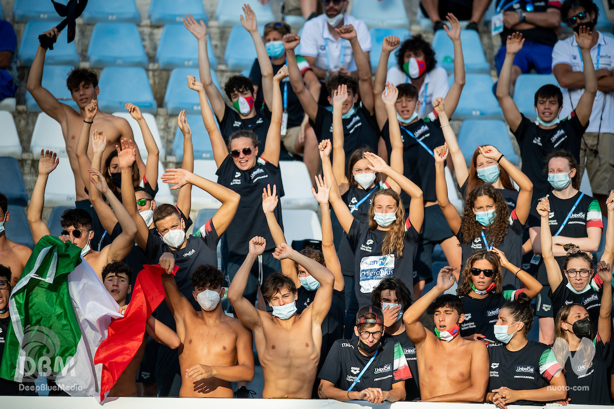 Scopri di più sull'articolo EuroJunior Day 2. Oro, Argento e Bronzo: 50 rana: Benedetta Pilato (30.13), 4×100 stile libero mixed e 800 stile libero: Giulia Vetrano (8.35.84).