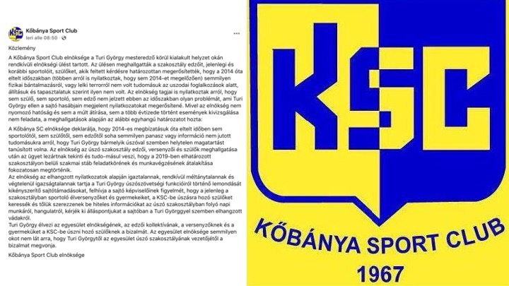 Il Kőbánya Sport Club in difesa del tecnico György Turi