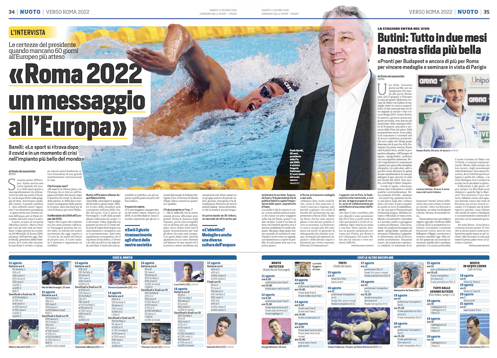 Sessanta giorni all’Europeo di Roma. Le riflessioni di Barelli e Butini per il Corriere dello Sport.
