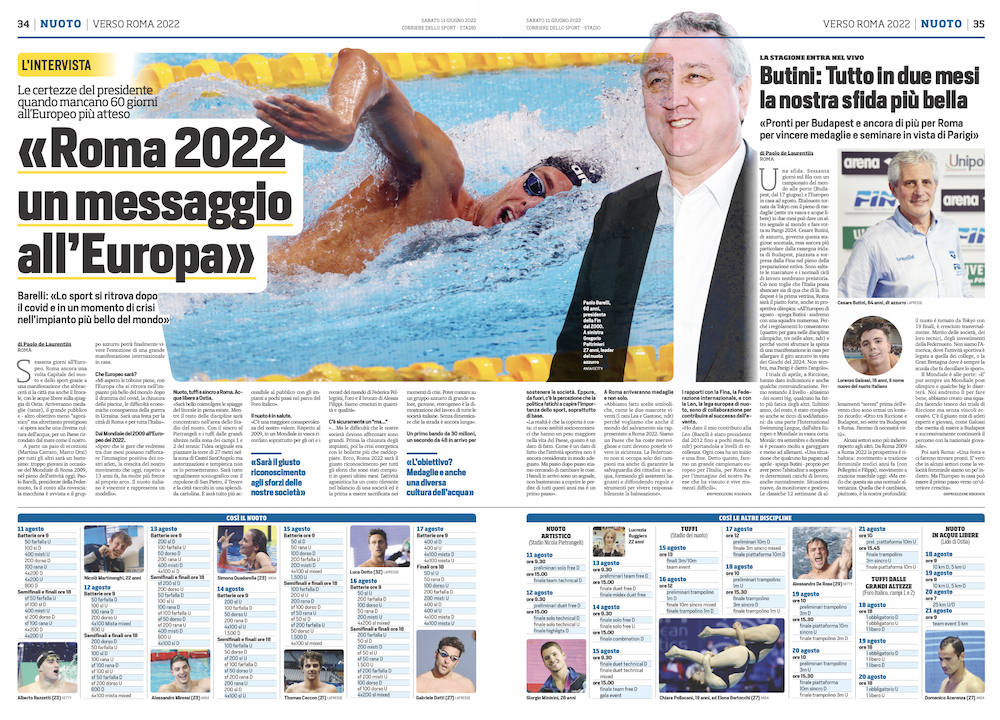 Scopri di più sull'articolo Sessanta giorni all’Europeo di Roma. Le riflessioni di Barelli e Butini per il Corriere dello Sport.