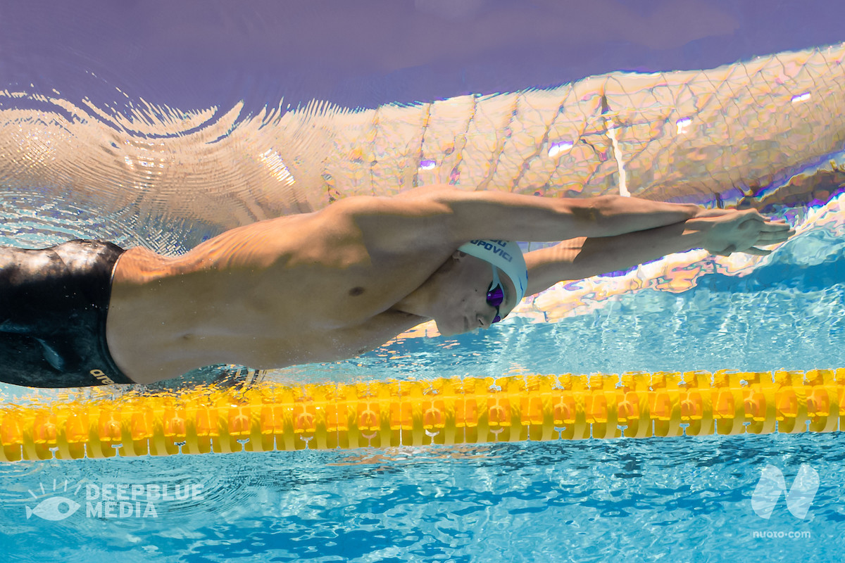 Romania. Day 2. David Popovici: 50 farfalla (23.47) Record nazionale