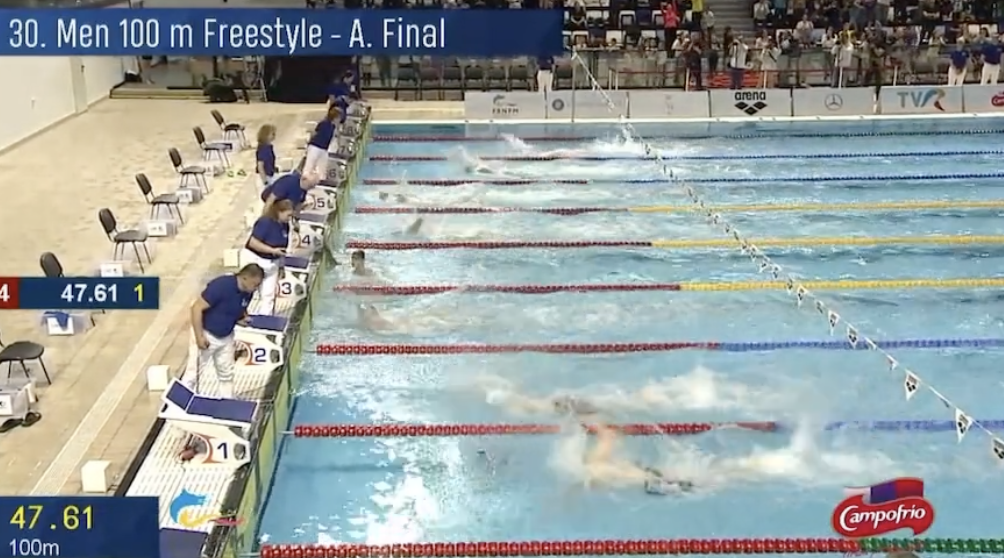 Campionati di Romania. Il video dei 100 stile libero di David Popovici (47.61)