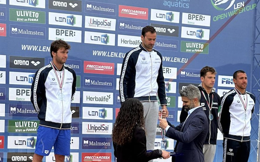 Scopri di più sull'articolo LEN Open Water Cup • Piombino. Vincono Domenico Acerenza e Oceane Cassignol. Sei azzurri sul podio.