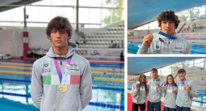 Euro Junior Belgrado. Day 2.  Andrea Camozzi d'Oro. D'argento Alessandro Ragaini e la 4x100 stile libero mixed.